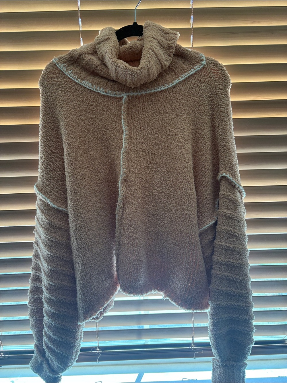 POL Taupe Cowl-Neck Chunky Knit Sweater